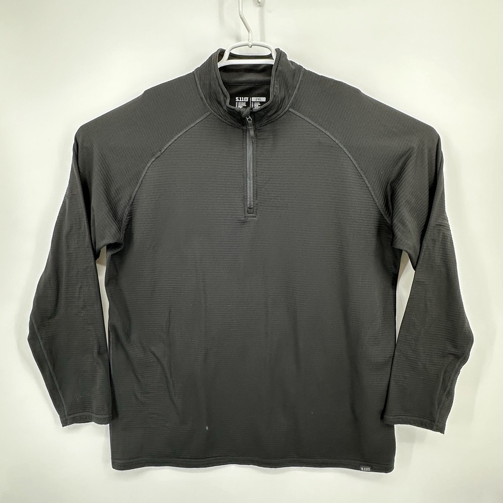 5.11 Tactical Stratos 1/4 Zip Grid Fleece Pullover Mens 2XL Black Midlayer Shirt